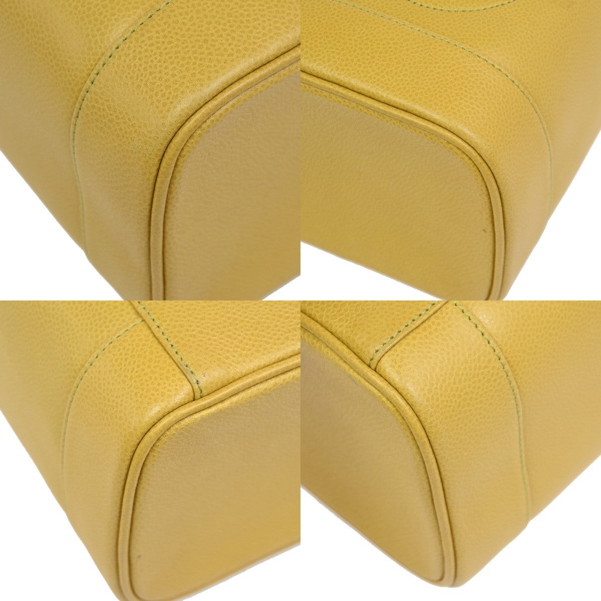 Chanel Vintage Timeless Cosmetic Case Caviar Yellow Leather Clutche & Pouche Bag (Pre-Owned)