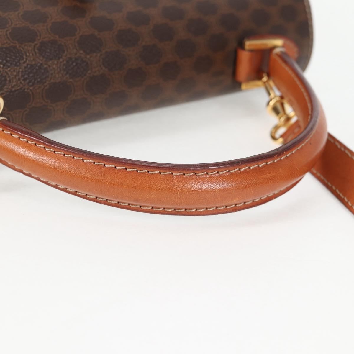 Celine Vintage Convertible Top Handle Macadam Coated Canvas Brown Canvas Handbag (Pre-Owned)