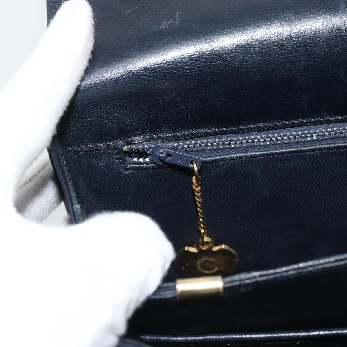 Celine Vintage Horse Carriage Bag Trihomphe Leather Navy Leather Shoulder Bag Bag (Pre-Owned)
