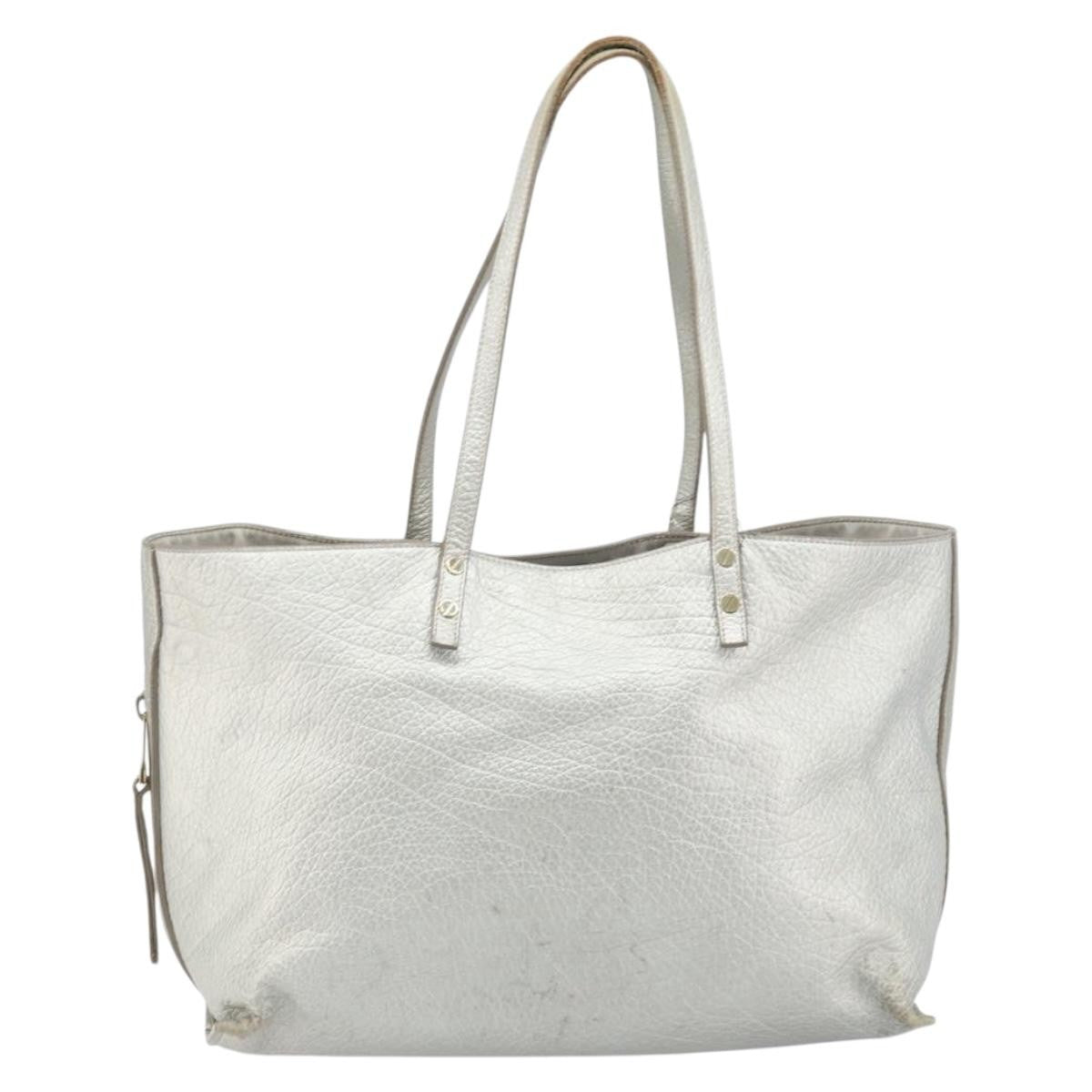 Chloe Dilan Tote Leather Silver Leather Tote Bag Bag (Pre-Owned)
