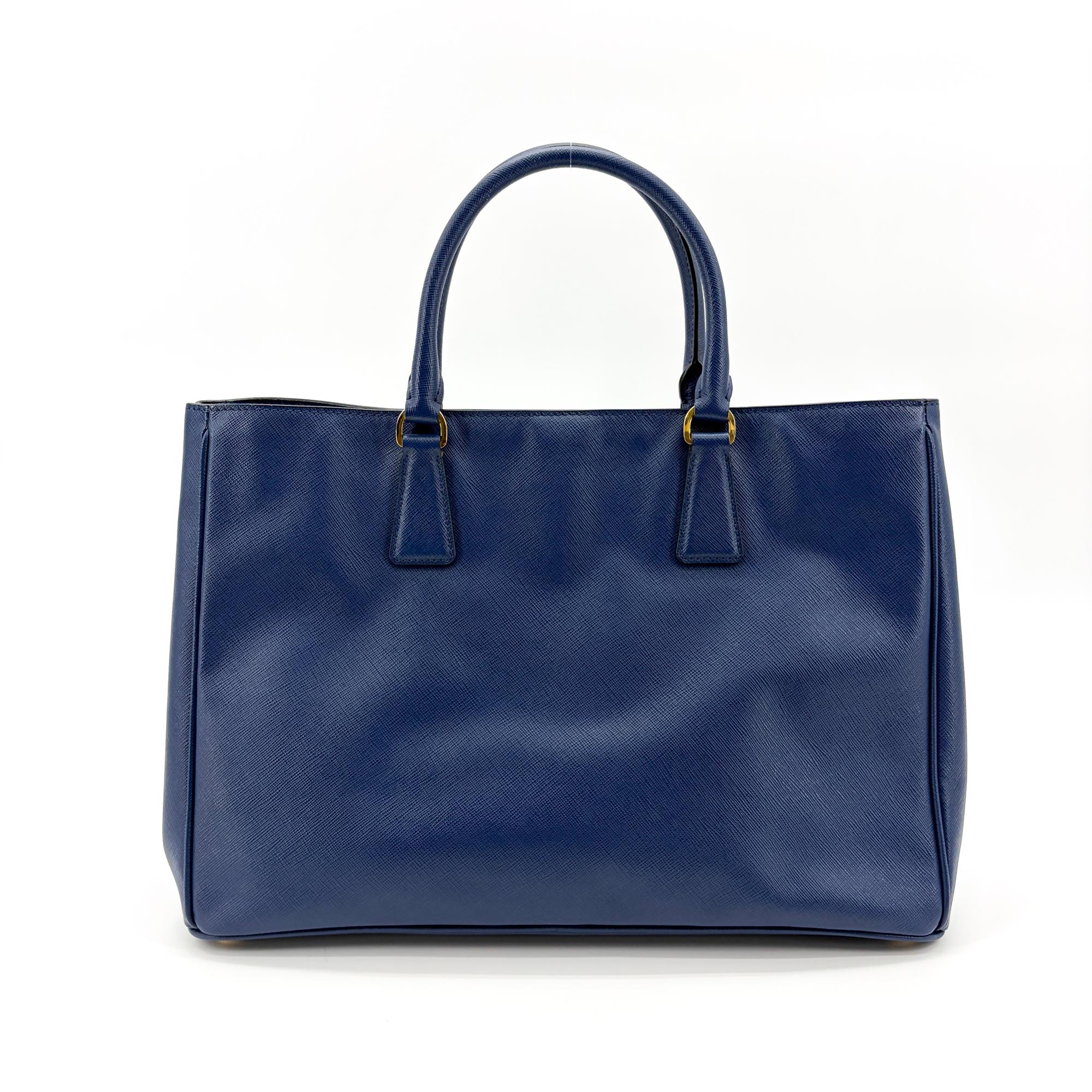 Prada Lux Open Saffiano Leather Blue Leather Tote Bag Bag (Pre-Owned)