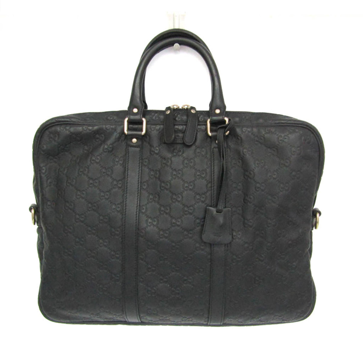 Gucci Convertible Guccissima Leather Black Leather Briefcase Bag (Pre-Owned)