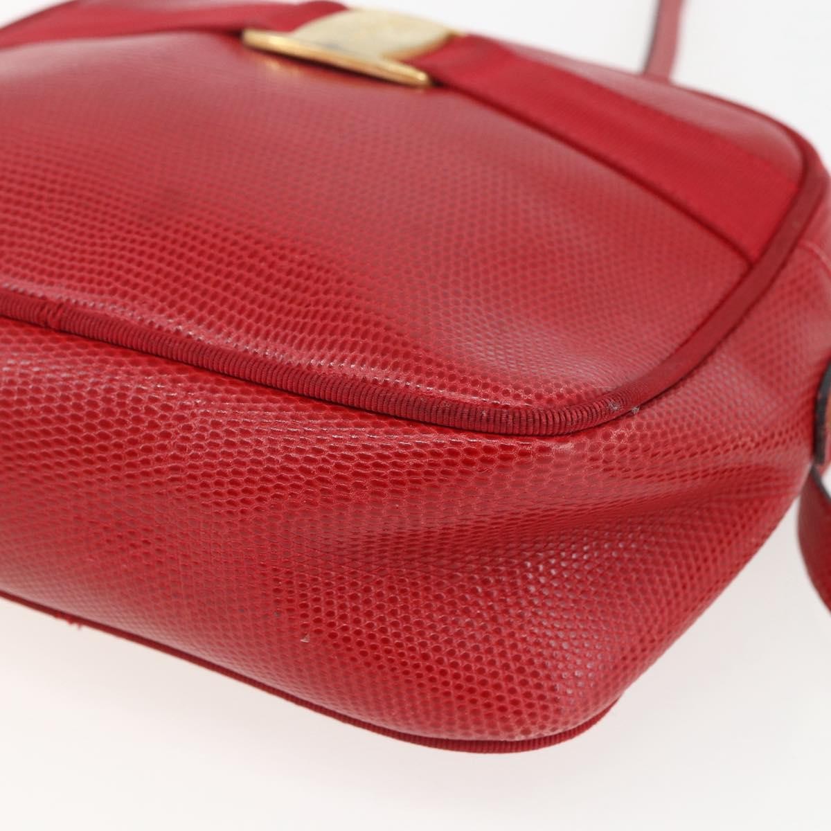 Salvatore Ferragamo Vara Bow Camera Leather Red Leather Shoulder Bag Bag (Pre-Owned)
