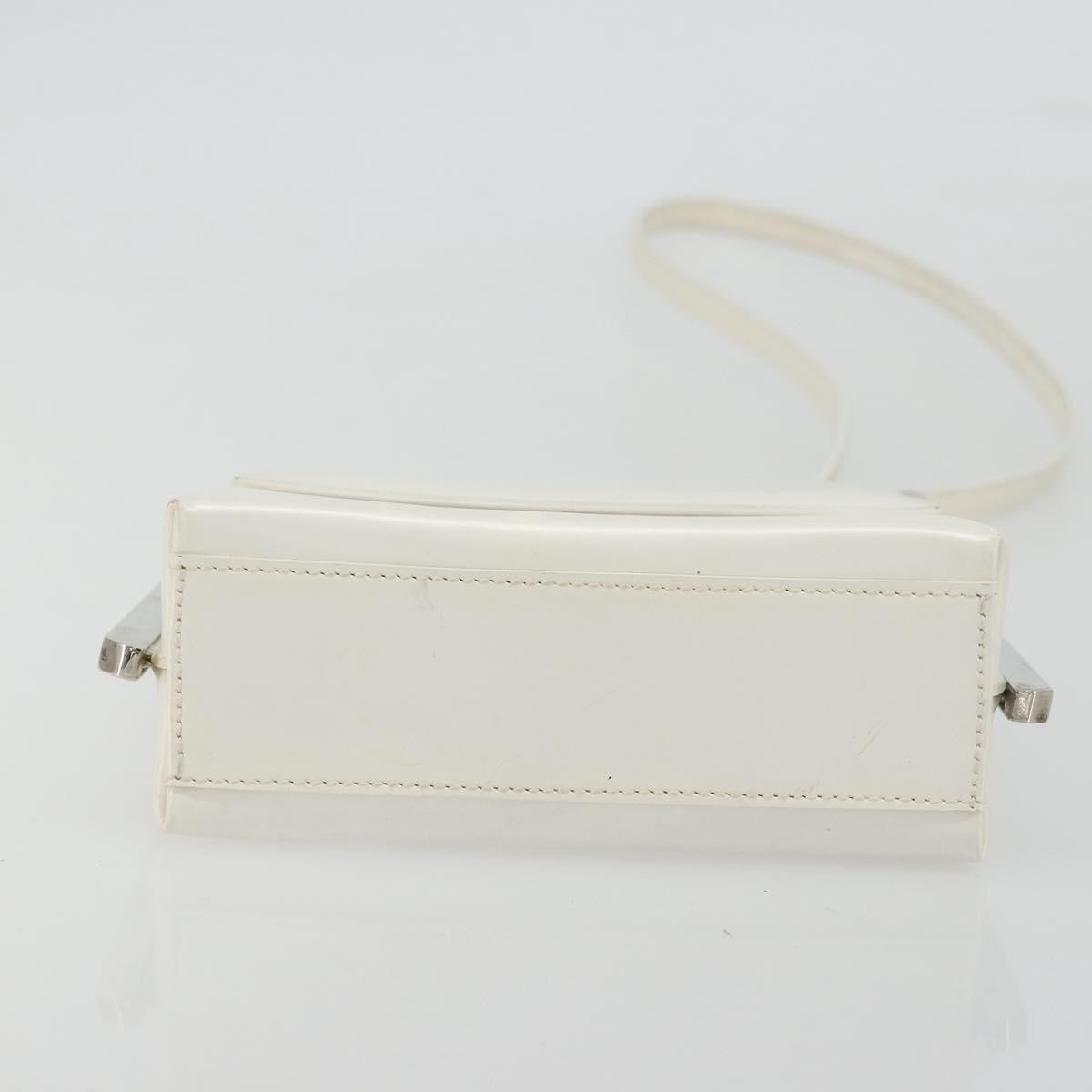 Salvatore Ferragamo Vintage Chain Patent Leather White Patent_Leather Shoulder Bag Bag (Pre-Owned)