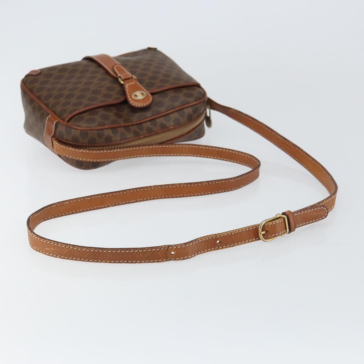 Celine Vintage Macadam Canvas And Leather Brown Canvas Shoulder Bag Bag (Pre-Owned)