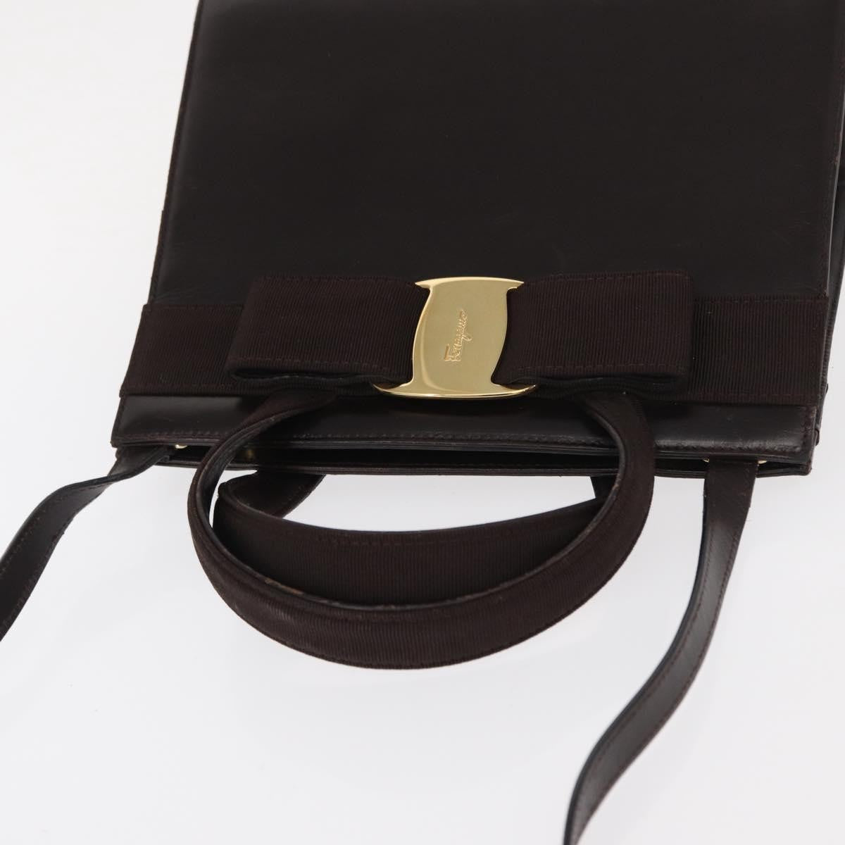 Salvatore Ferragamo Convertible Vara Bow Leather Brown Leather Handbag (Pre-Owned)