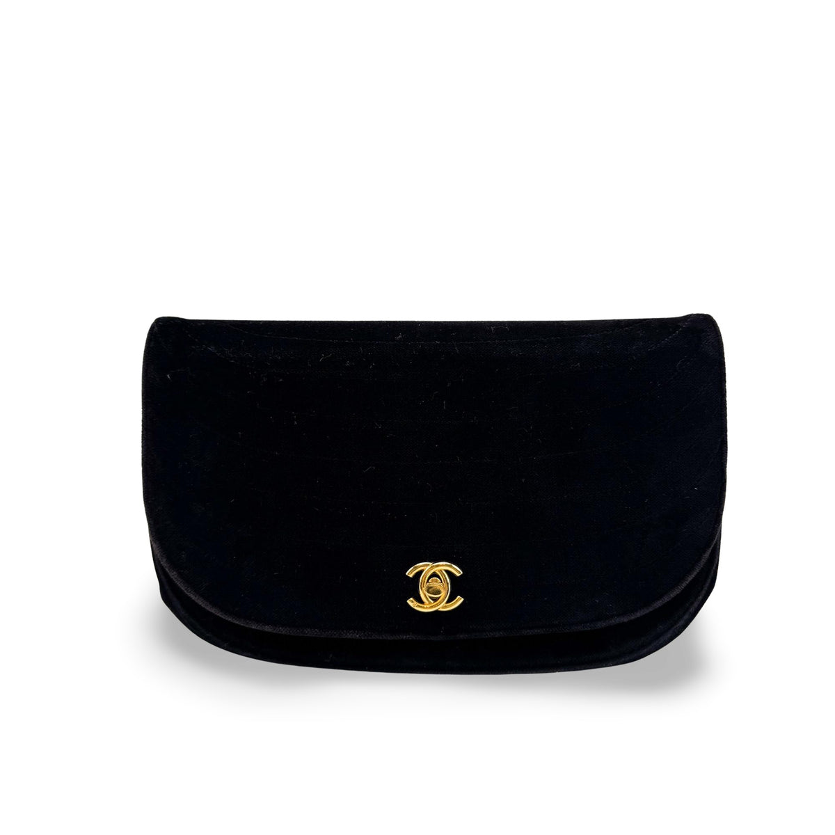 Chanel Cc Half Moon Clutch Quilted Velvet Black Velvet Clutche & Pouche Bag (Pre-Owned)