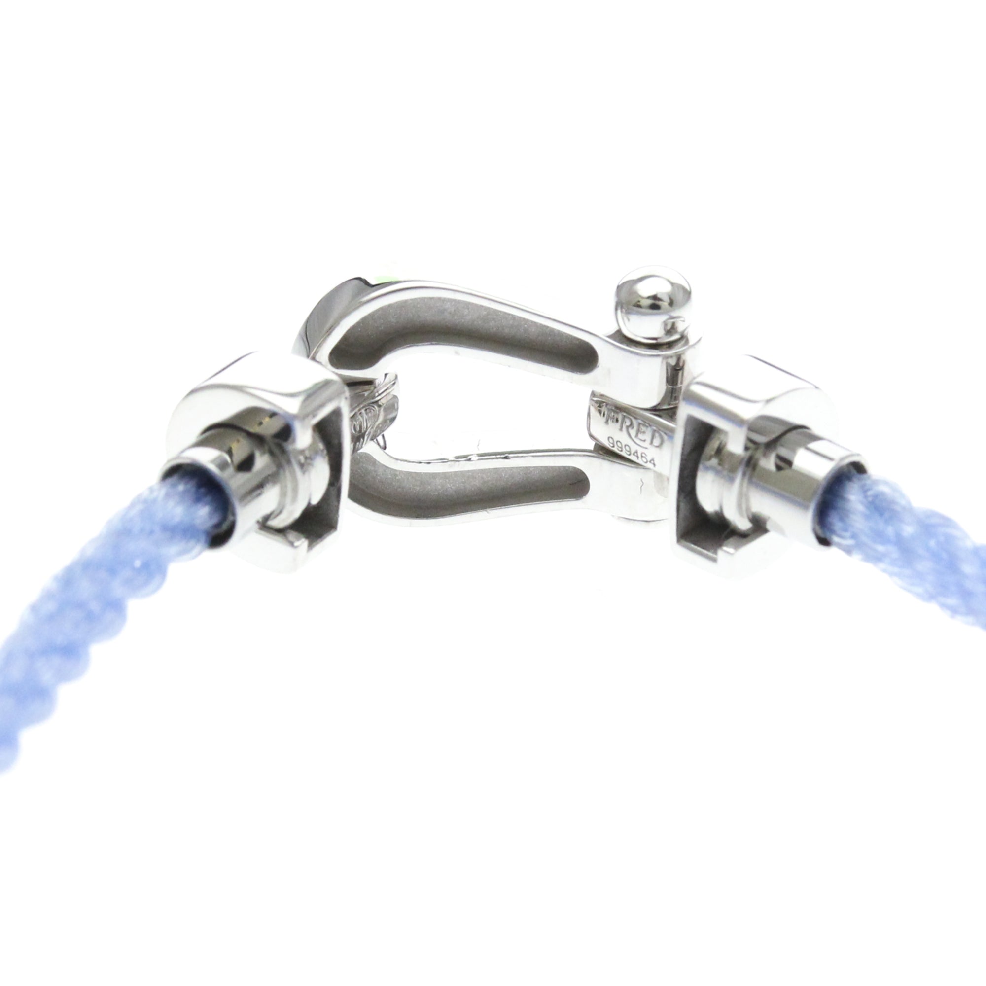Fred Paris Force 10 Woven Cord With Stainless Steel And 18K White Gold Silver White_Gold Bracelet Jewelry (Pre-Owned)