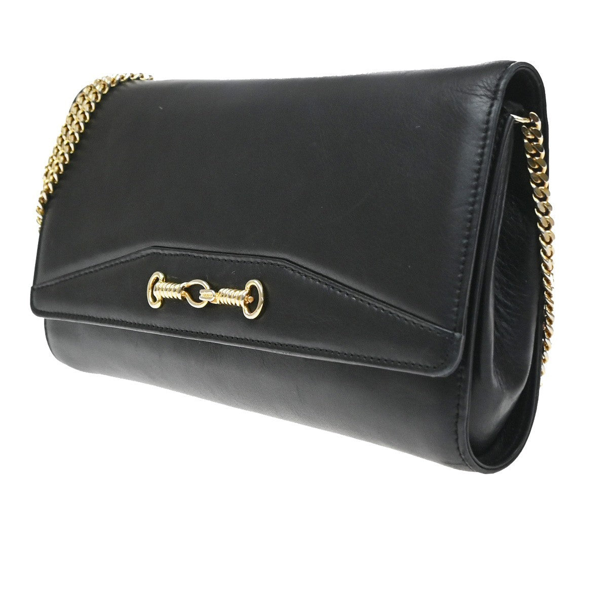 Celine Flap Shoulder Leather Black Leather Shoulder Bag Bag (Pre-Owned)