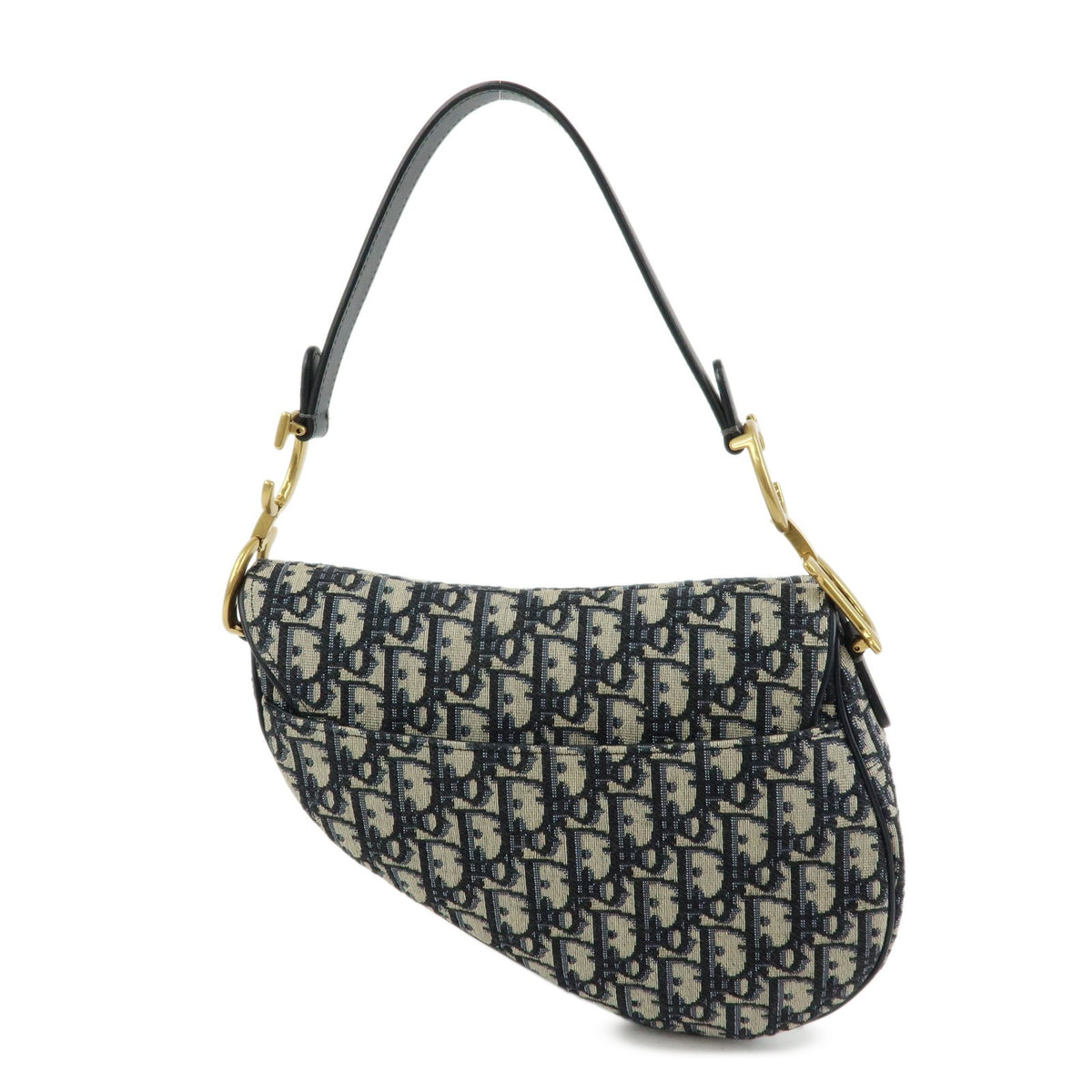 Christian Dior Saddle Oblique Canvas Navy Canvas Handbag (Pre-Owned)