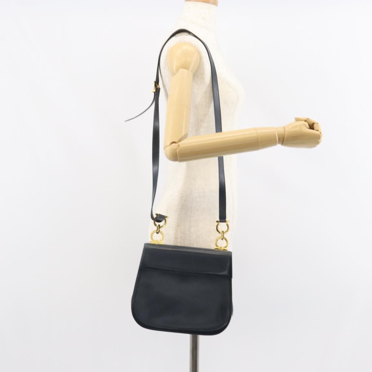 Salvatore Ferragamo Gancini Leather Navy Leather Shoulder Bag Bag (Pre-Owned)
