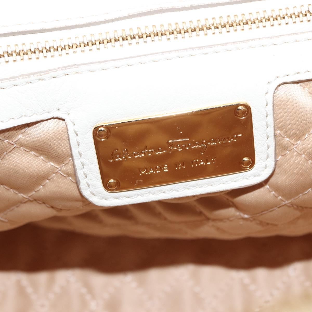 Salvatore Ferragamo Vala Leather White Leather Handbag (Pre-Owned)