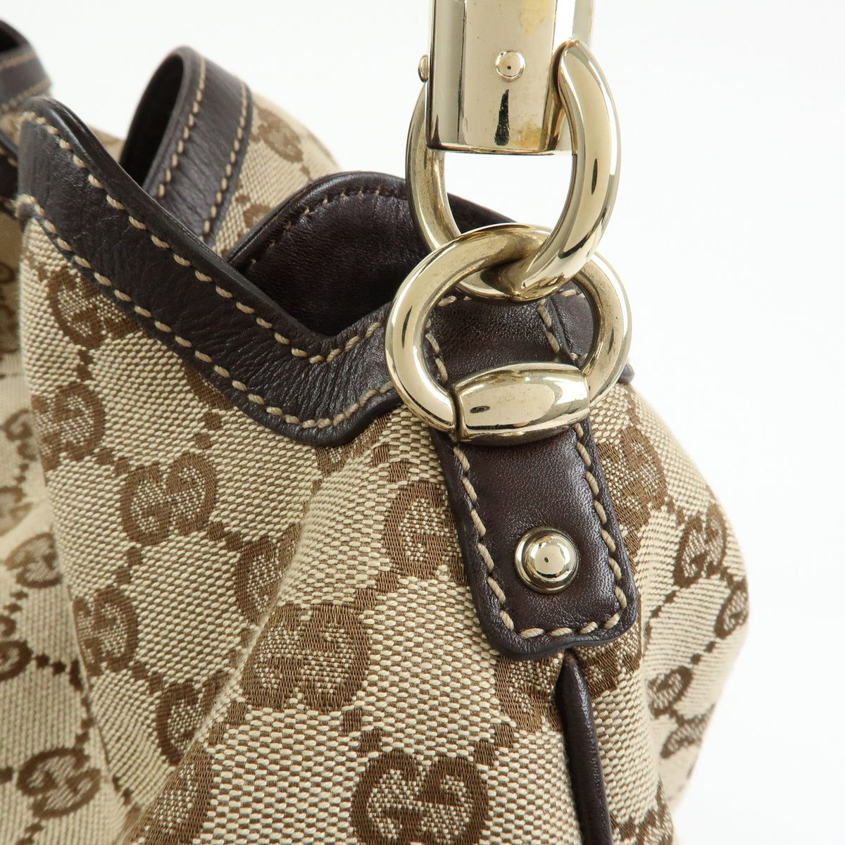 Gucci Bamboo Peggy Hobo Gg Canvas Beige Canvas Shoulder Bag Bag (Pre-Owned)