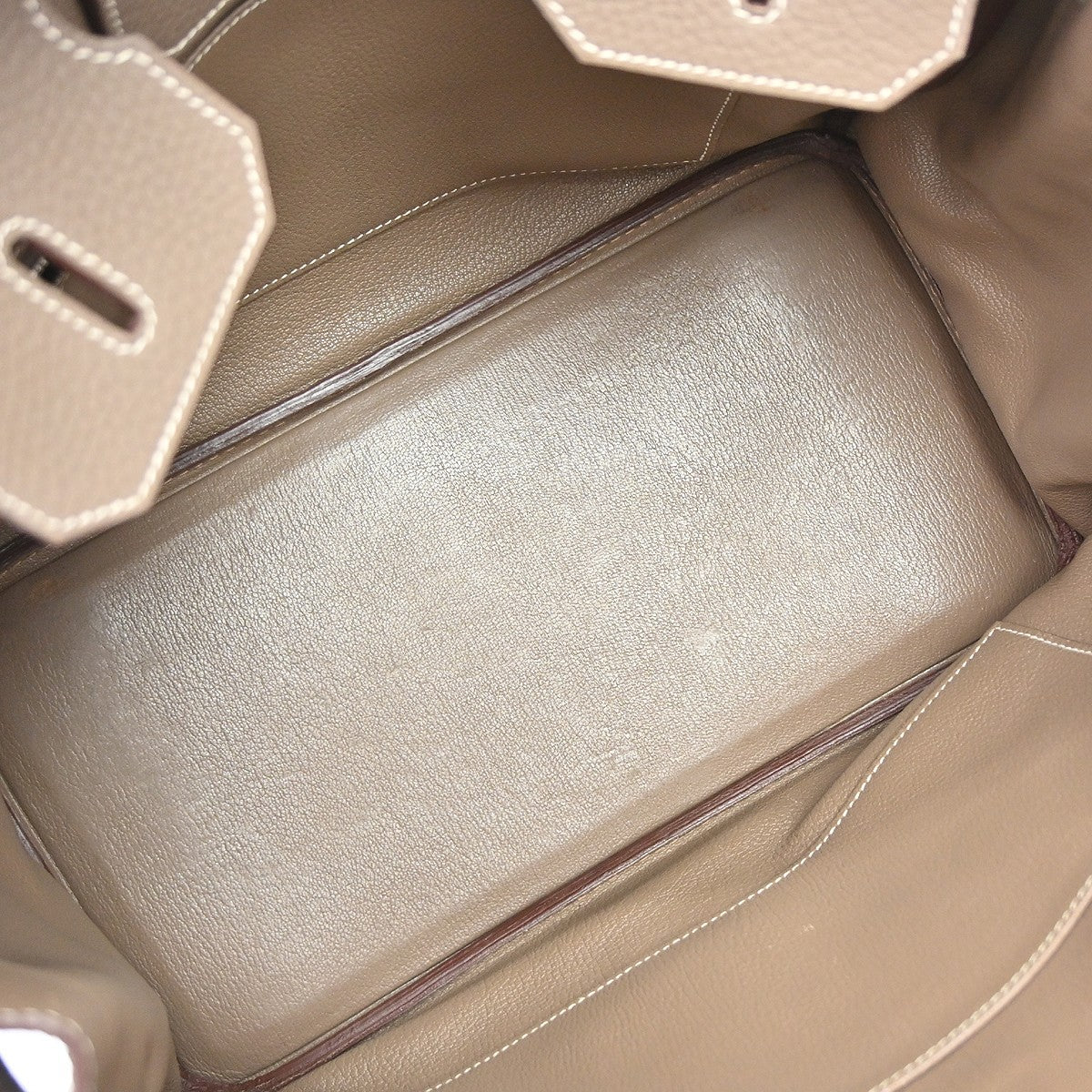 Hermes Birkin Grey Clemence With Palladium Hardware Beige Calfskin Handbag (Pre-Owned)