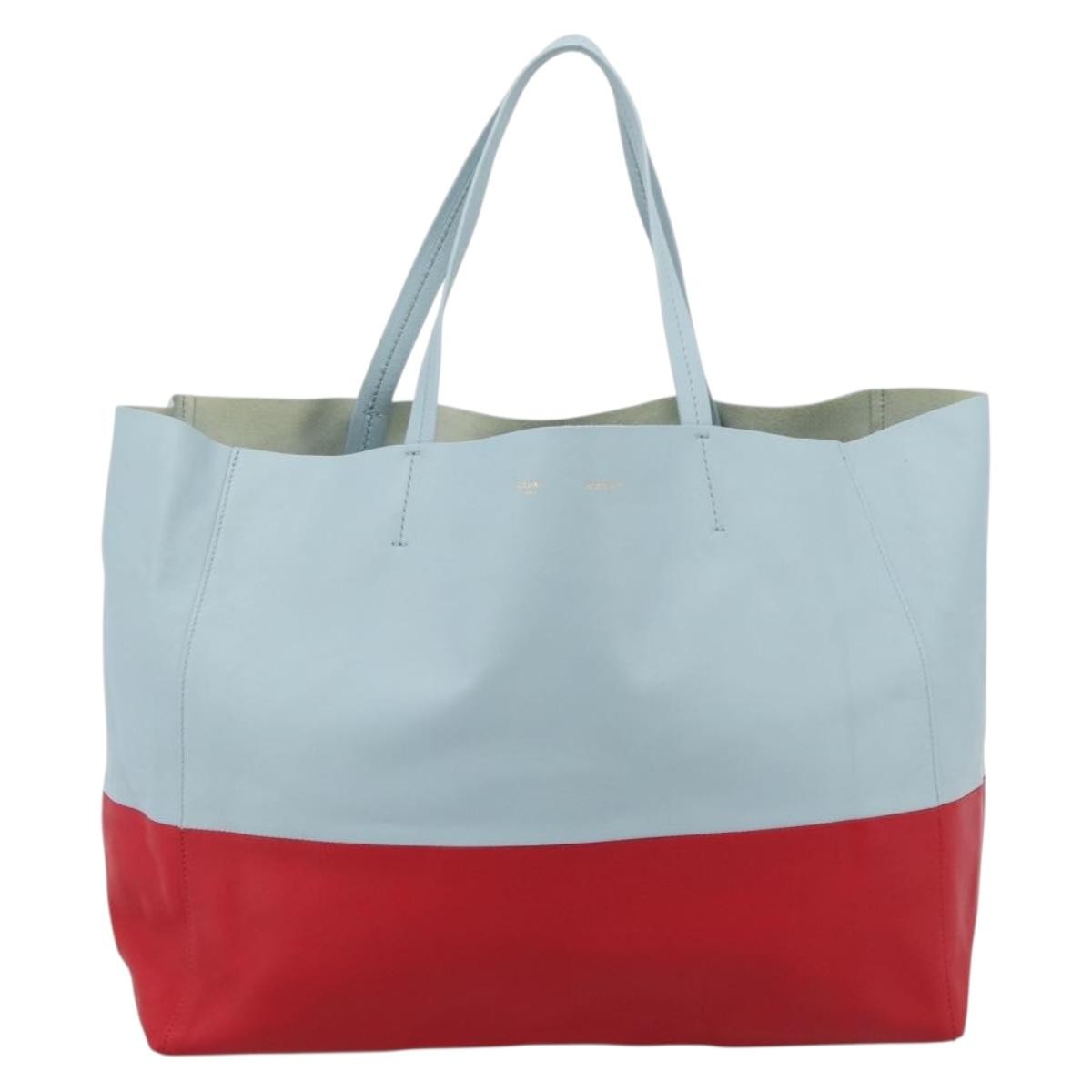 Celine Horizontal Bi-Cabas Leather Blue Leather Tote Bag Bag (Pre-Owned)
