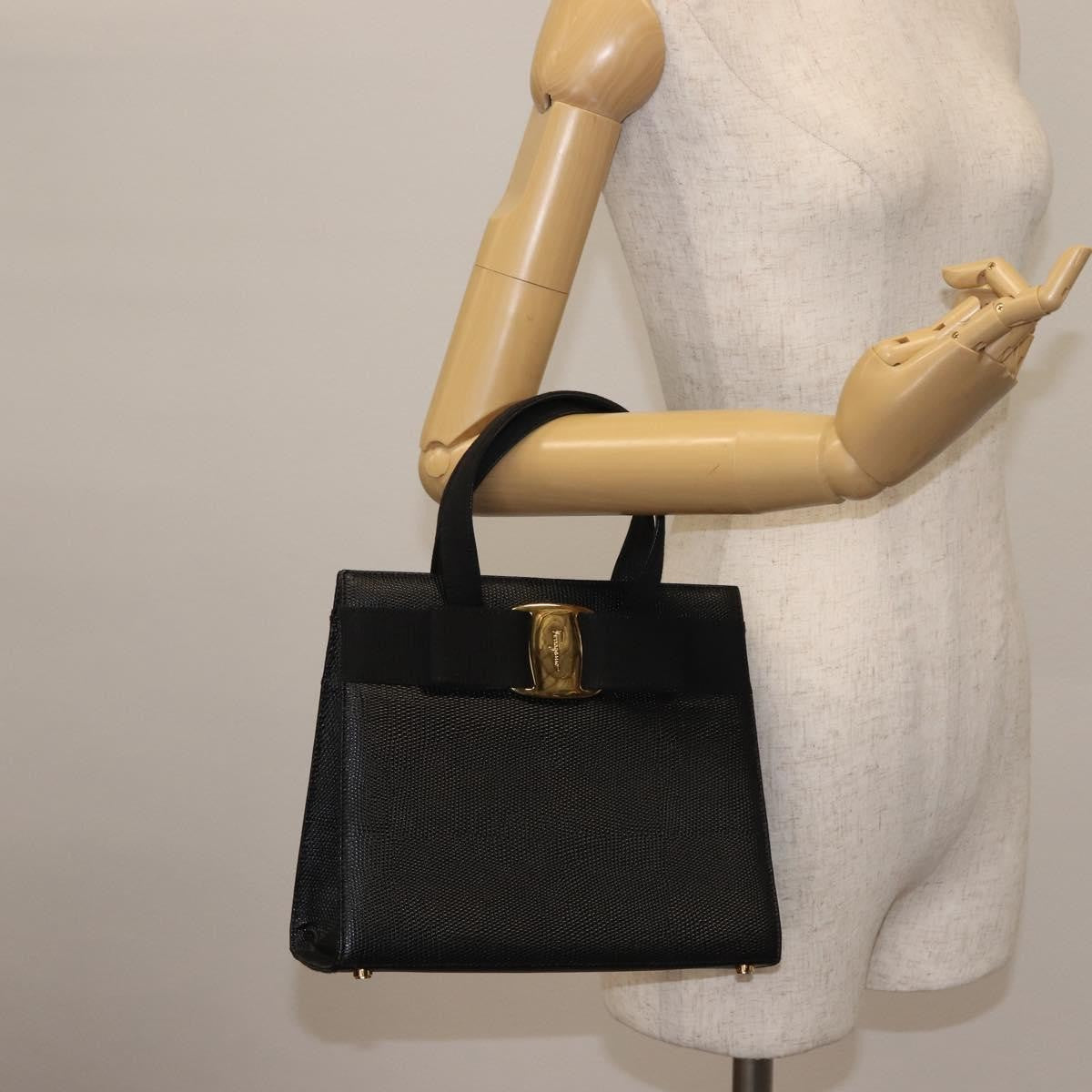 Salvatore Ferragamo Convertible Vara Bow Tote Leather Black Leather Bag (Pre-Owned)