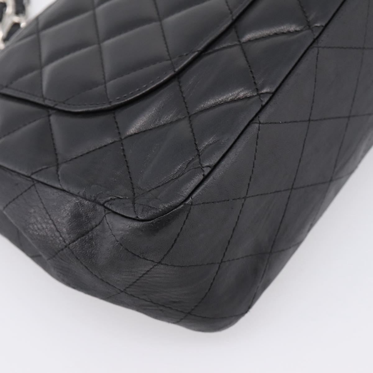 Chanel Vintage Square Classic Flap Quilted Lambskin Black Leather Handbag (Pre-Owned)