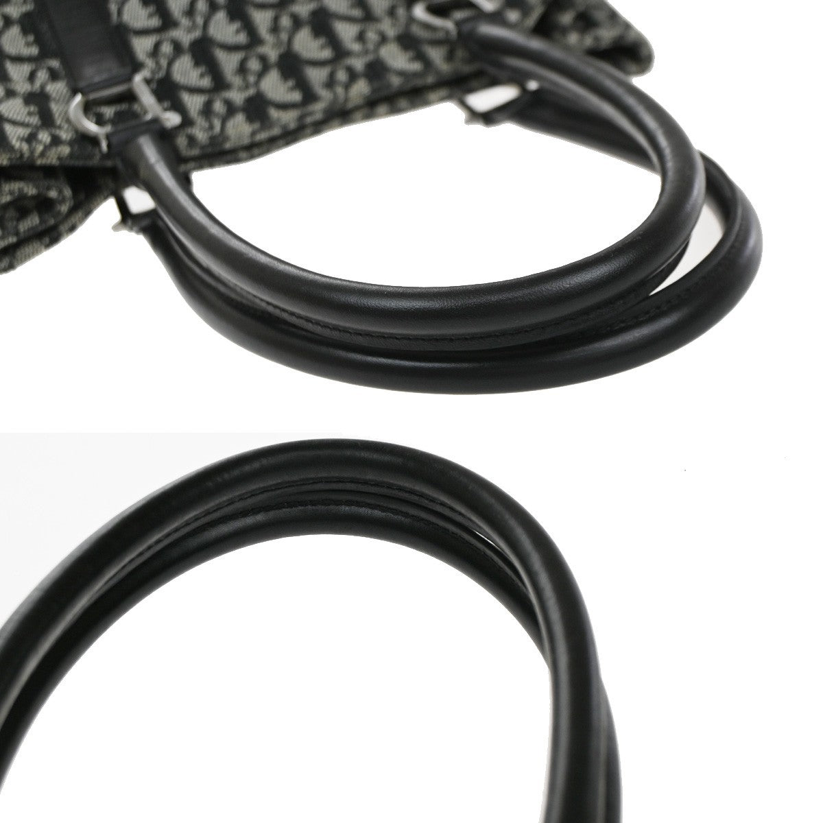 Christian Dior Vintage Open Diorissimo Canvas Black Canvas Tote Bag Bag (Pre-Owned)