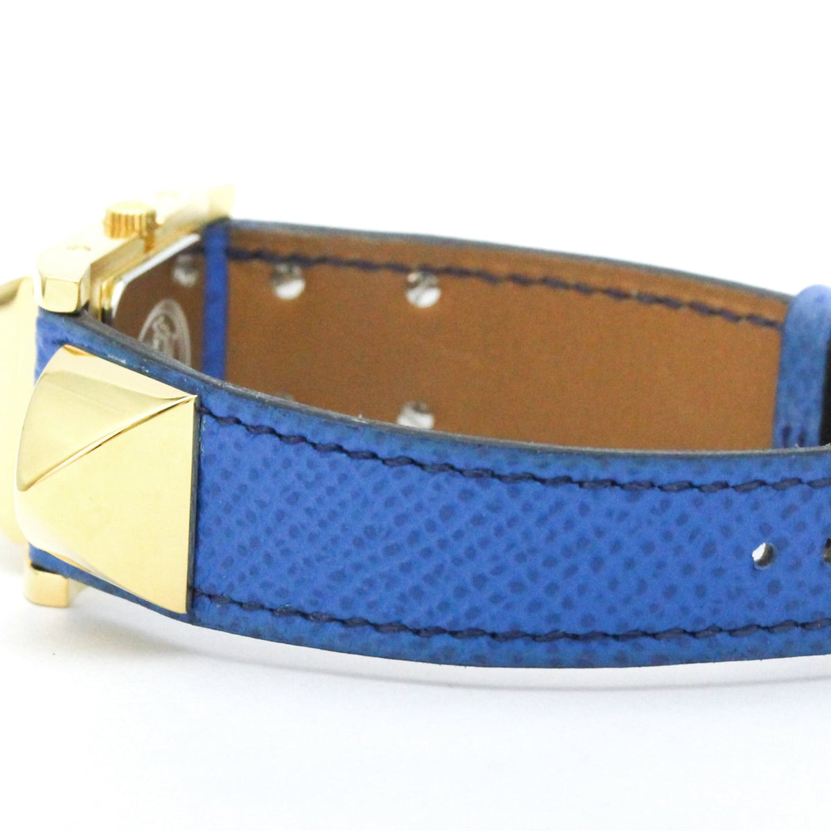 Hermes Medor Quartz Plated Metal And Leather Watch (Pre-Owned)