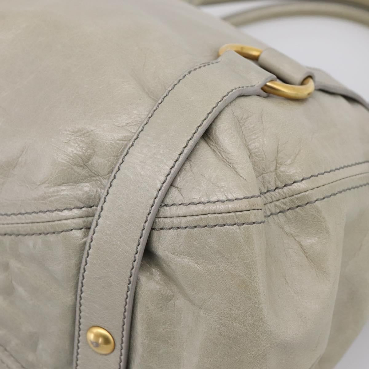 Miu Miu Bow Satchel Cervo Leather Gray Leather Handbag (Pre-Owned)