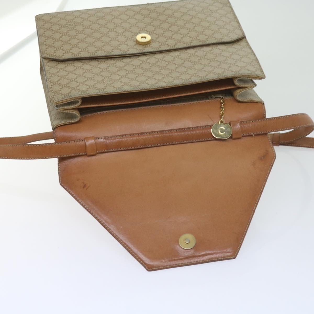 Celine Vintage Macadam Canvas Beige Canvas Shoulder Bag Bag (Pre-Owned)