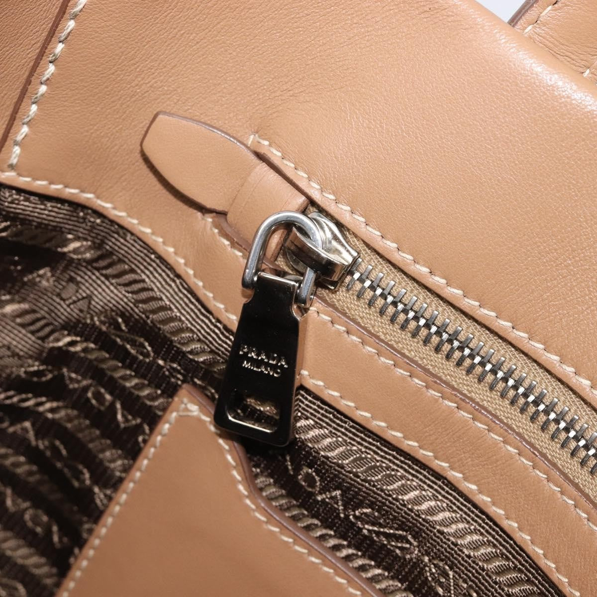 Prada Covered Strap Open City Calfskin Beige Leather Tote Bag Bag (Pre-Owned)