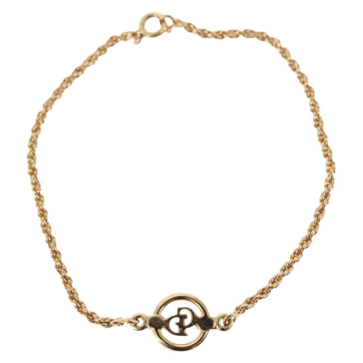 Christian Dior Vintage Logo Metal Gold Metal Bracelet Jewelry (Pre-Owned)