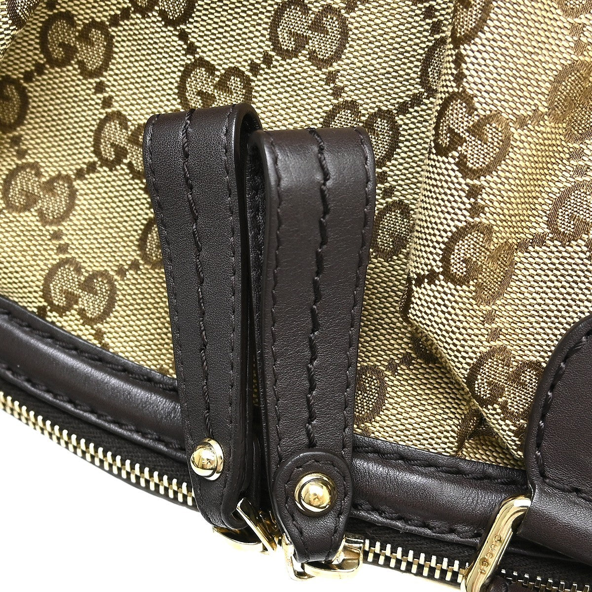 Gucci Sukey Boston Gg Canvas Beige Canvas Handbag (Pre-Owned)