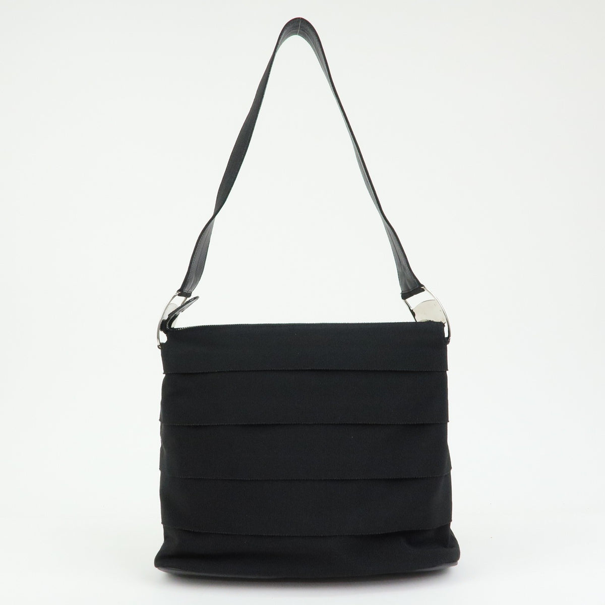 Salvatore Ferragamo Vara Leather Black Canvas Tote Bag Bag (Pre-Owned)