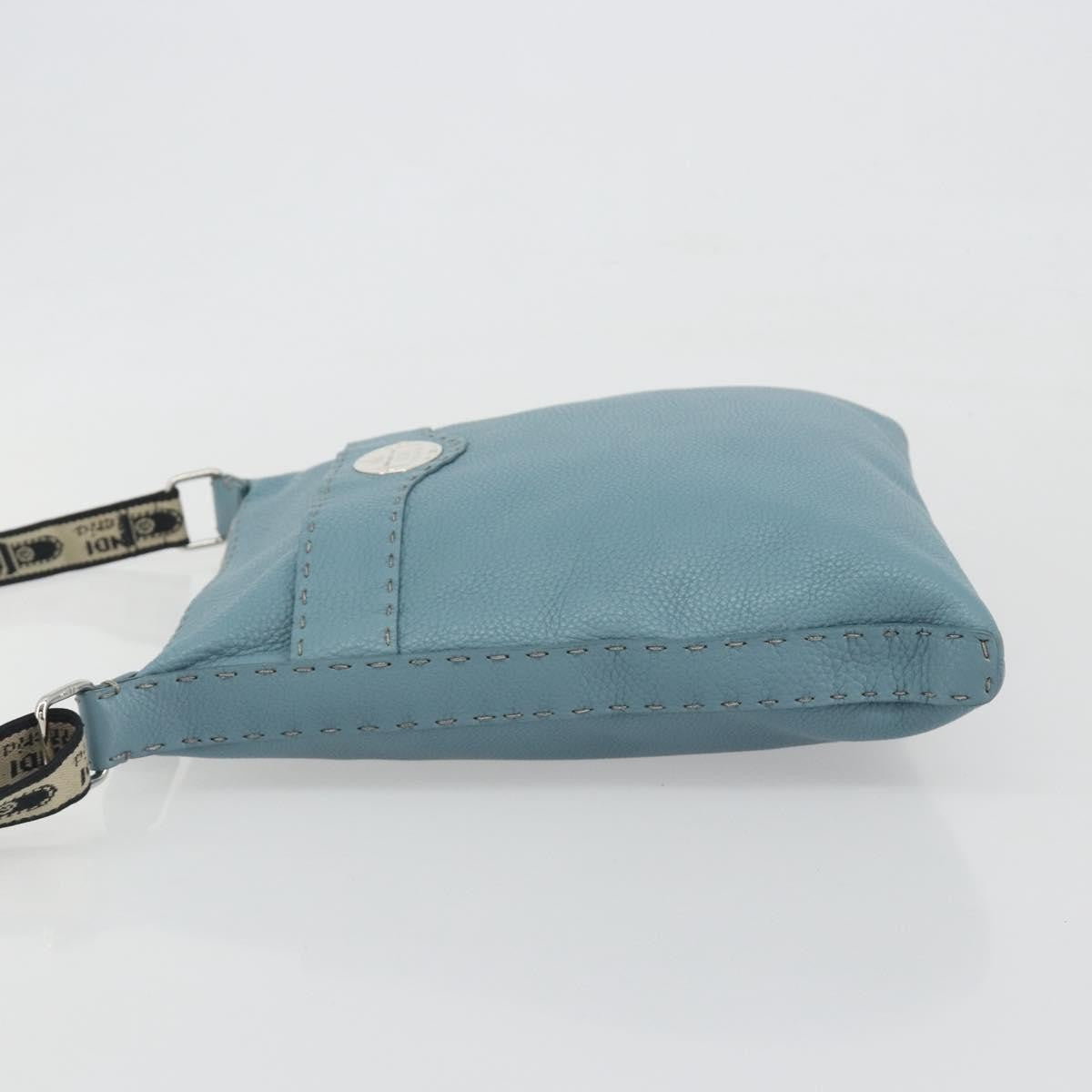 Fendi Vintage Selleria Zip Messenger Leather Blue Leather Shoulder Bag Bag (Pre-Owned)
