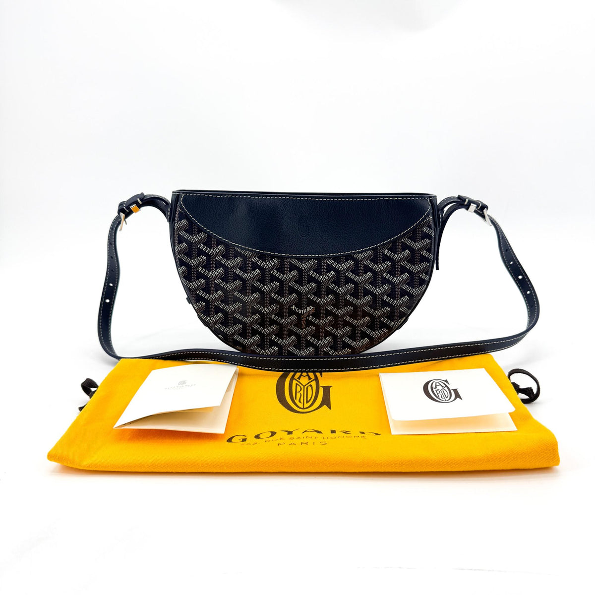 Goyard Hirondelle Coated Canvas And Leather Navy Canvas Shoulder Bag Bag (Pre-Owned)
