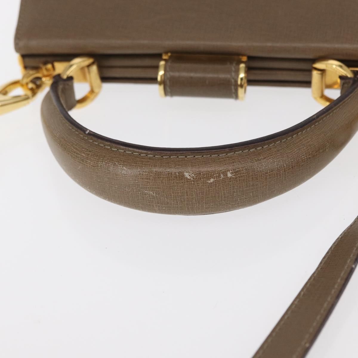 Salvatore Ferragamo Gancini Leather Beige Leather Handbag (Pre-Owned)