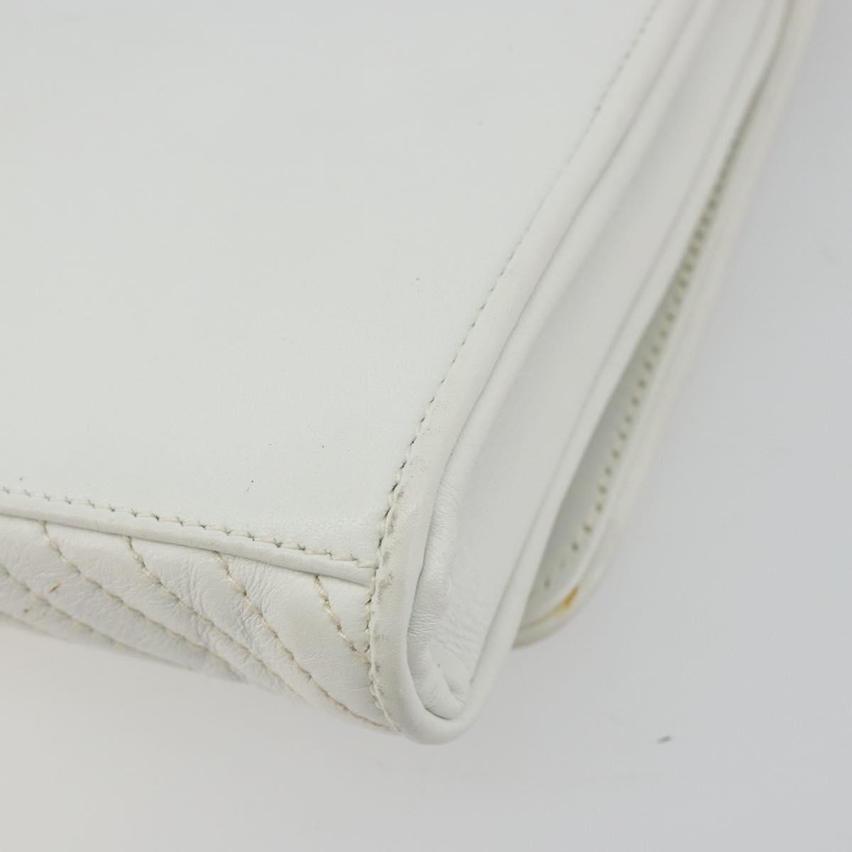 Celine Vintage Flap Quilted Leather White Leather Shoulder Bag Bag (Pre-Owned)