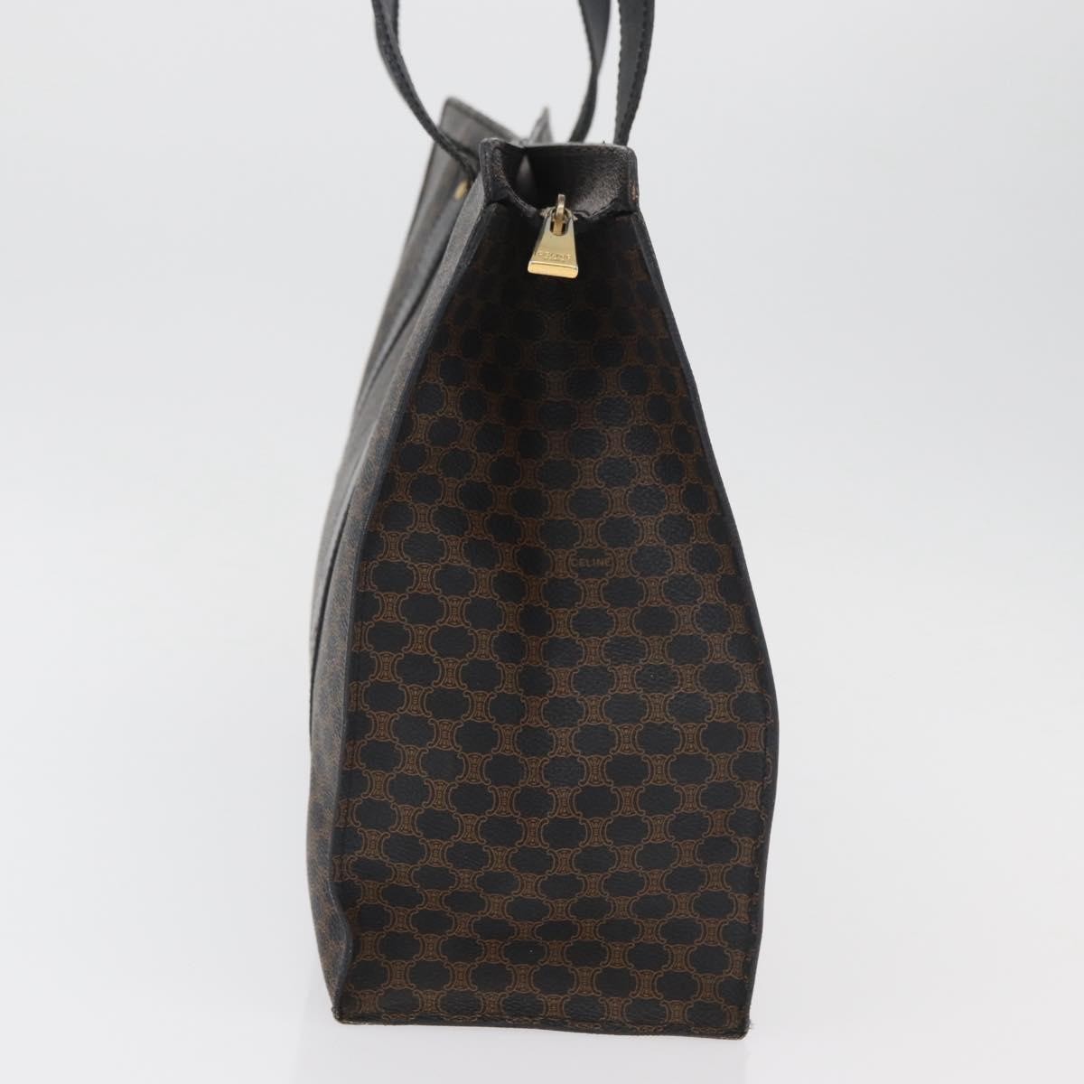 Celine Vintage Macadam Shopper Tote Coated Canvas Black Canvas Tote Bag Bag (Pre-Owned)