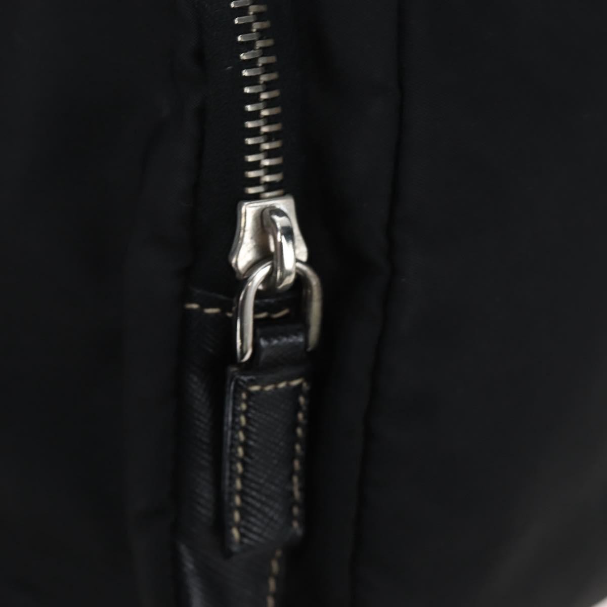 Prada Double Pocket Buckle Flap Tessuto And Leather Black Nylon Handbag (Pre-Owned)