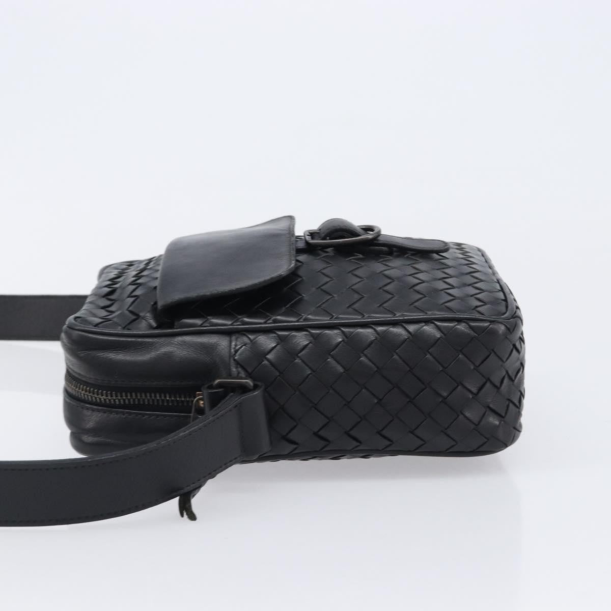 Bottega Veneta Front Pocket Messenger Intrecciato Nappa Black Leather Shoulder Bag Bag (Pre-Owned)
