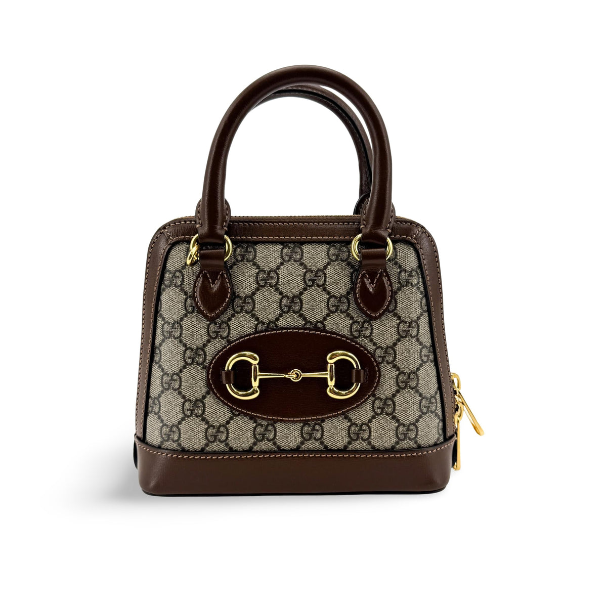 Gucci Horsebit 1955 Top Handle Gg Coated Canvas With Leather Brown Canvas Handbag (Pre-Owned)