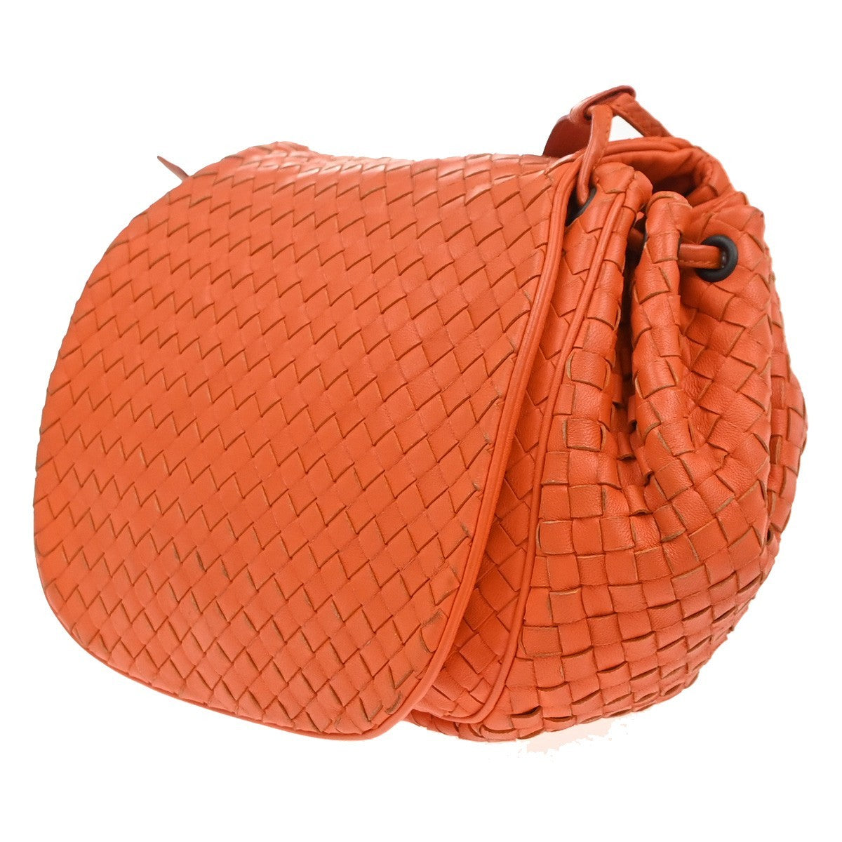 Bottega Veneta Intrecciato Shoulder Leather Orange Leather Handbag (Pre-Owned)