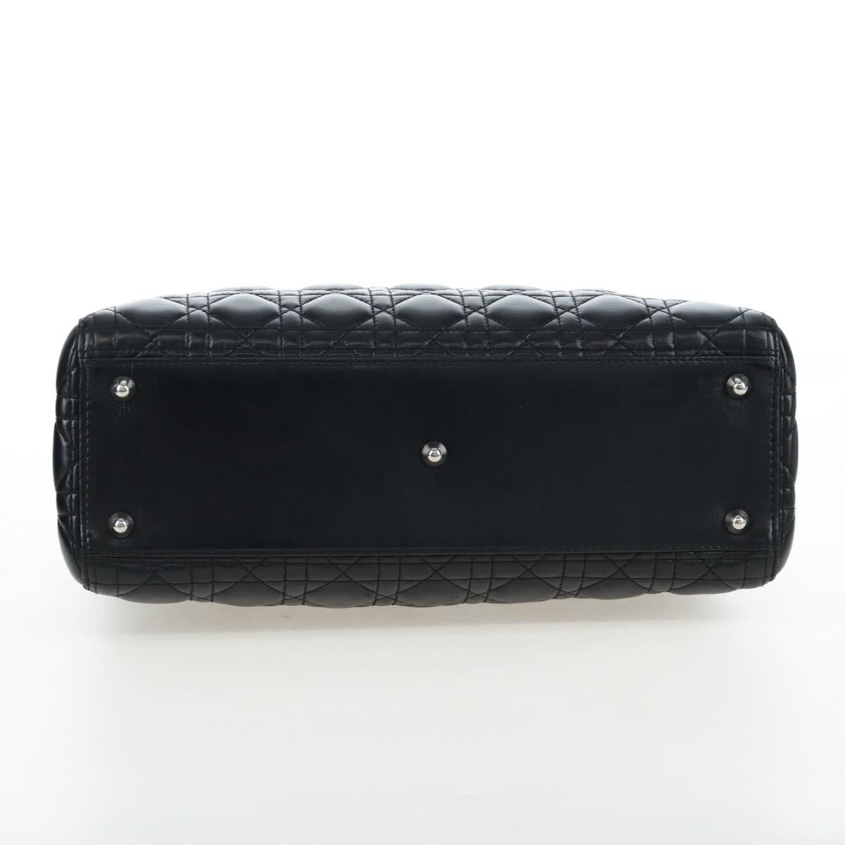 Christian Dior Lady Dior Lambskin Black Leather Handbag (Pre-Owned)