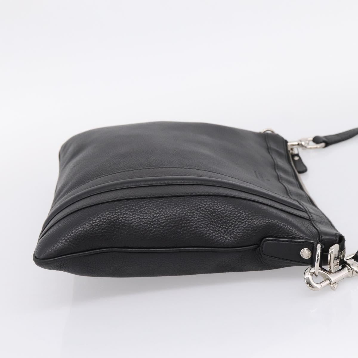 Gucci Zip Messenger Leather With Striped Detail Black Leather Handbag (Pre-Owned)