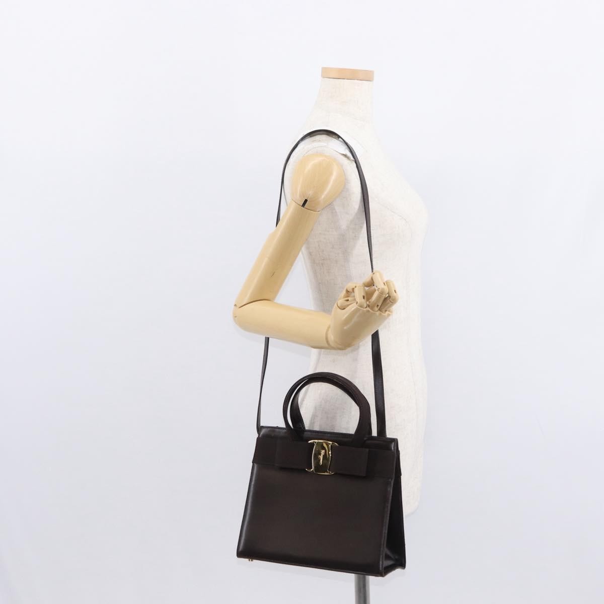 Salvatore Ferragamo Convertible Vara Bow Leather Brown Leather Handbag (Pre-Owned)