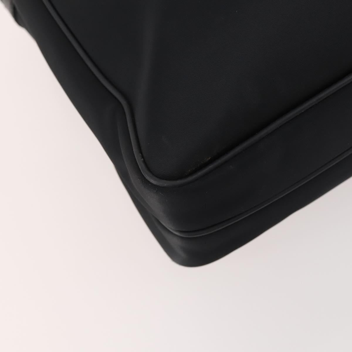 Burberry Front Zip Pocket Convertible Leather Black Nylon Briefcase Bag (Pre-Owned)
