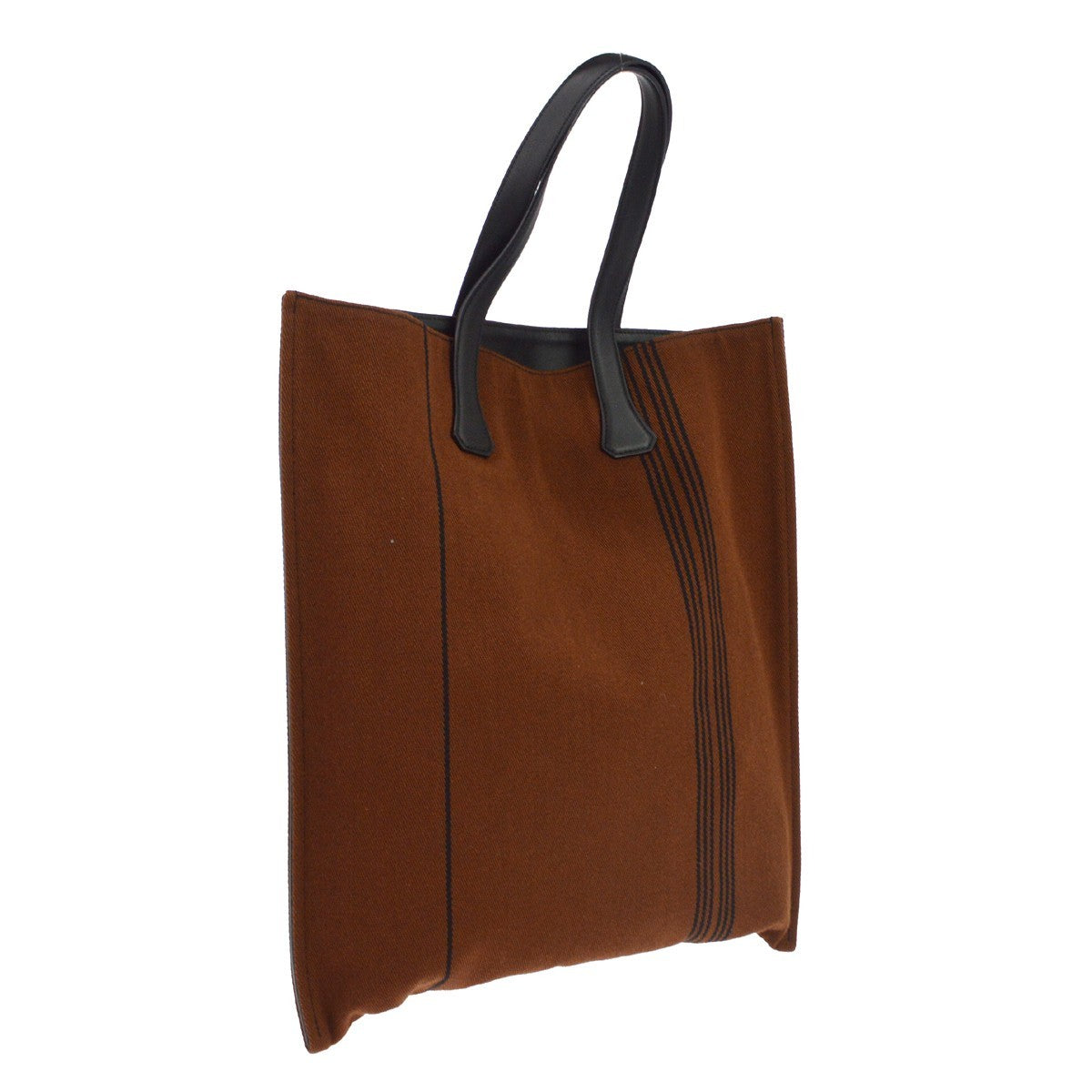 Hermes Calicut Cabas Ribbed Canvas With Leather Brown Canvas Tote Bag Bag (Pre-Owned)