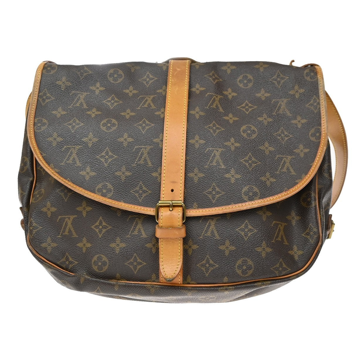 Louis Vuitton Saumur Monogram Brown Canvas Shoulder Bag Bag (Pre-Owned)