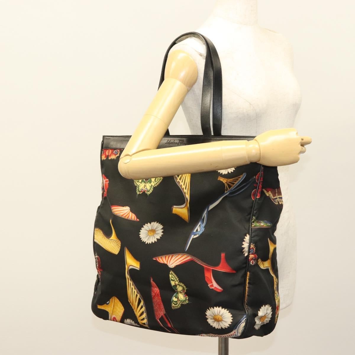 Salvatore Ferragamo Vintage Canvas Black Canvas Tote Bag Bag (Pre-Owned)