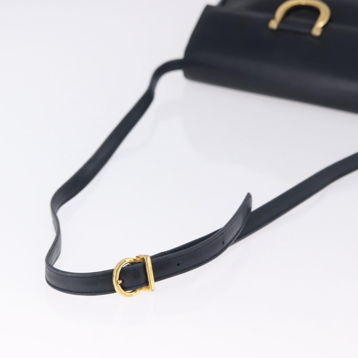 Salvatore Ferragamo Gancini Leather Navy Leather Shoulder Bag Bag (Pre-Owned)
