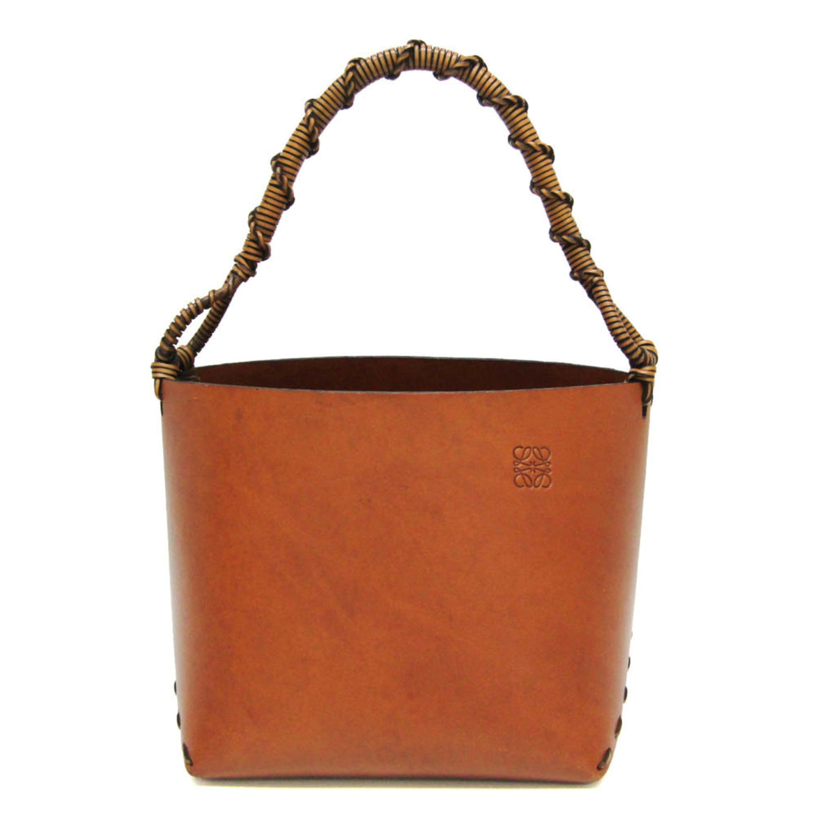 Loewe Gate Top Handle Bucket Anagram Canvas And Leather Brown Leather Handbag (Pre-Owned)