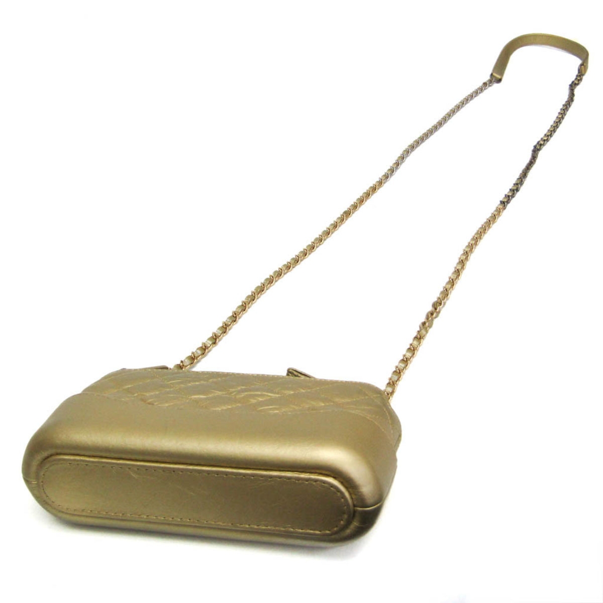 Chanel Gabrielle Double Zip Clutch With Chain Quilted Aged Calfskin Gold Leather Shoulder Bag Bag (Pre-Owned)
