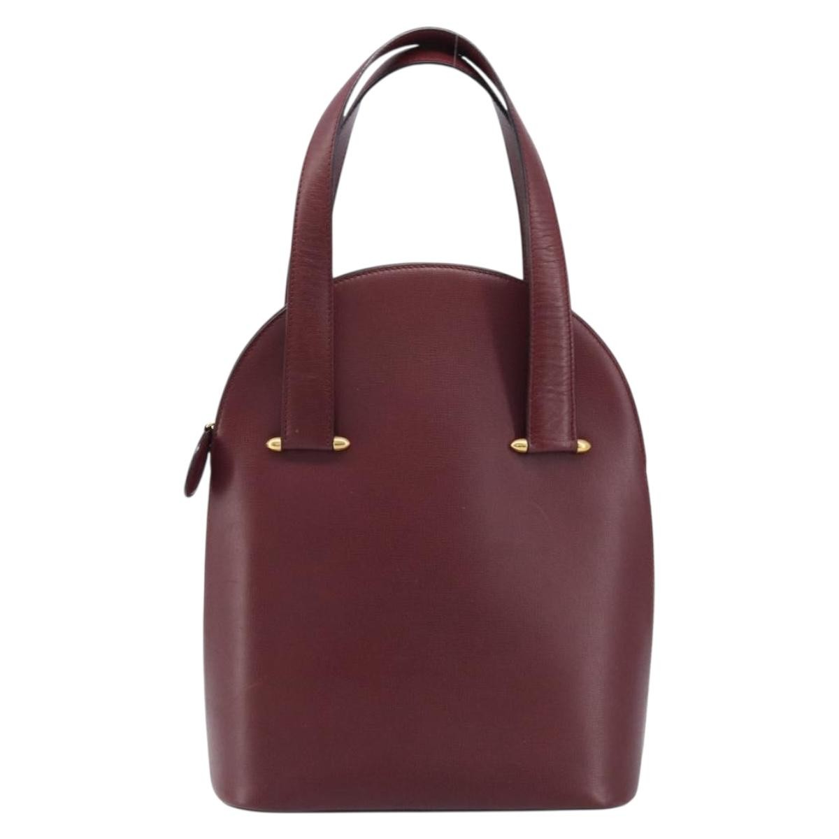 Cartier Vintage Must De Cartier Leather Burgundy Leather Handbag (Pre-Owned)