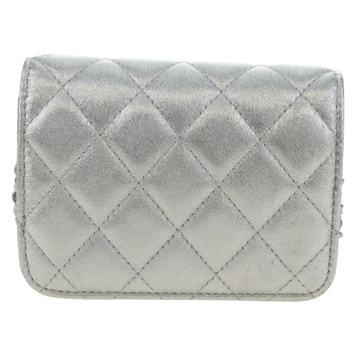 Chanel Cc Star Flap Chain Belt Quilted Lambskin Silver Leather Clutche & Pouche Bag (Pre-Owned)
